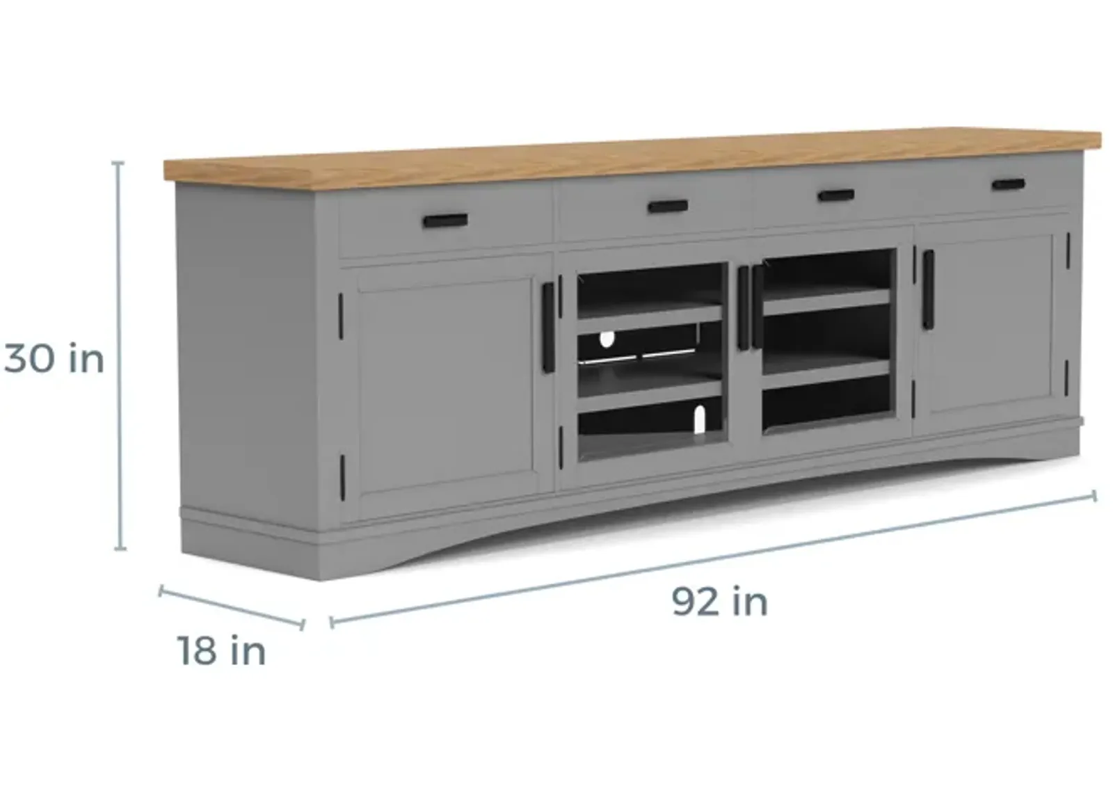 Americana Media Console in Gray, 92 Inch