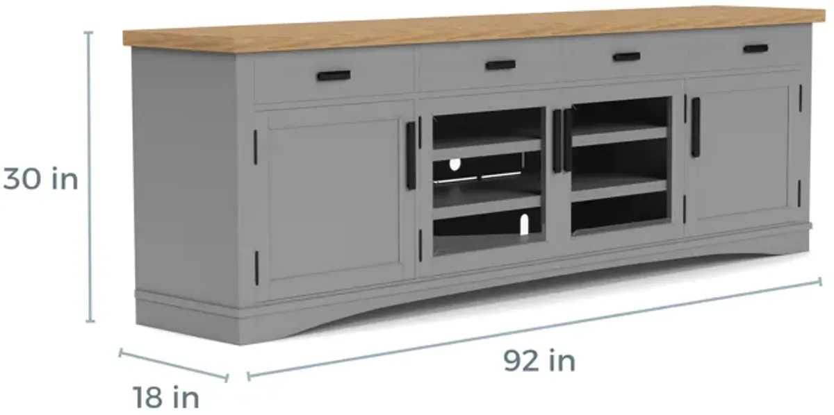 Americana Media Console in Gray, 92 Inch