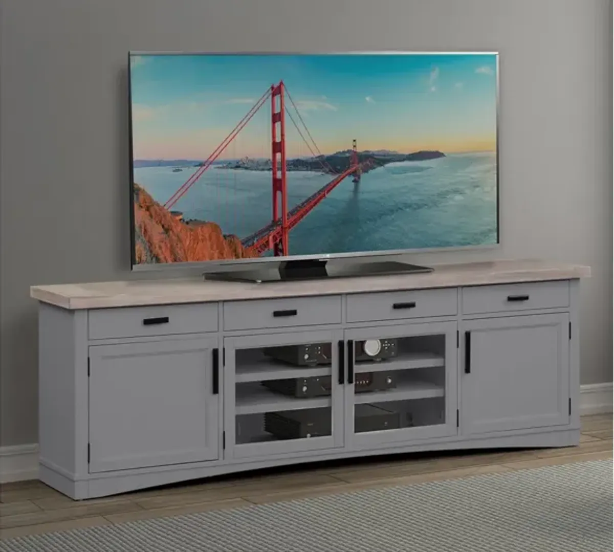 Americana Media Console in Gray, 92 Inch