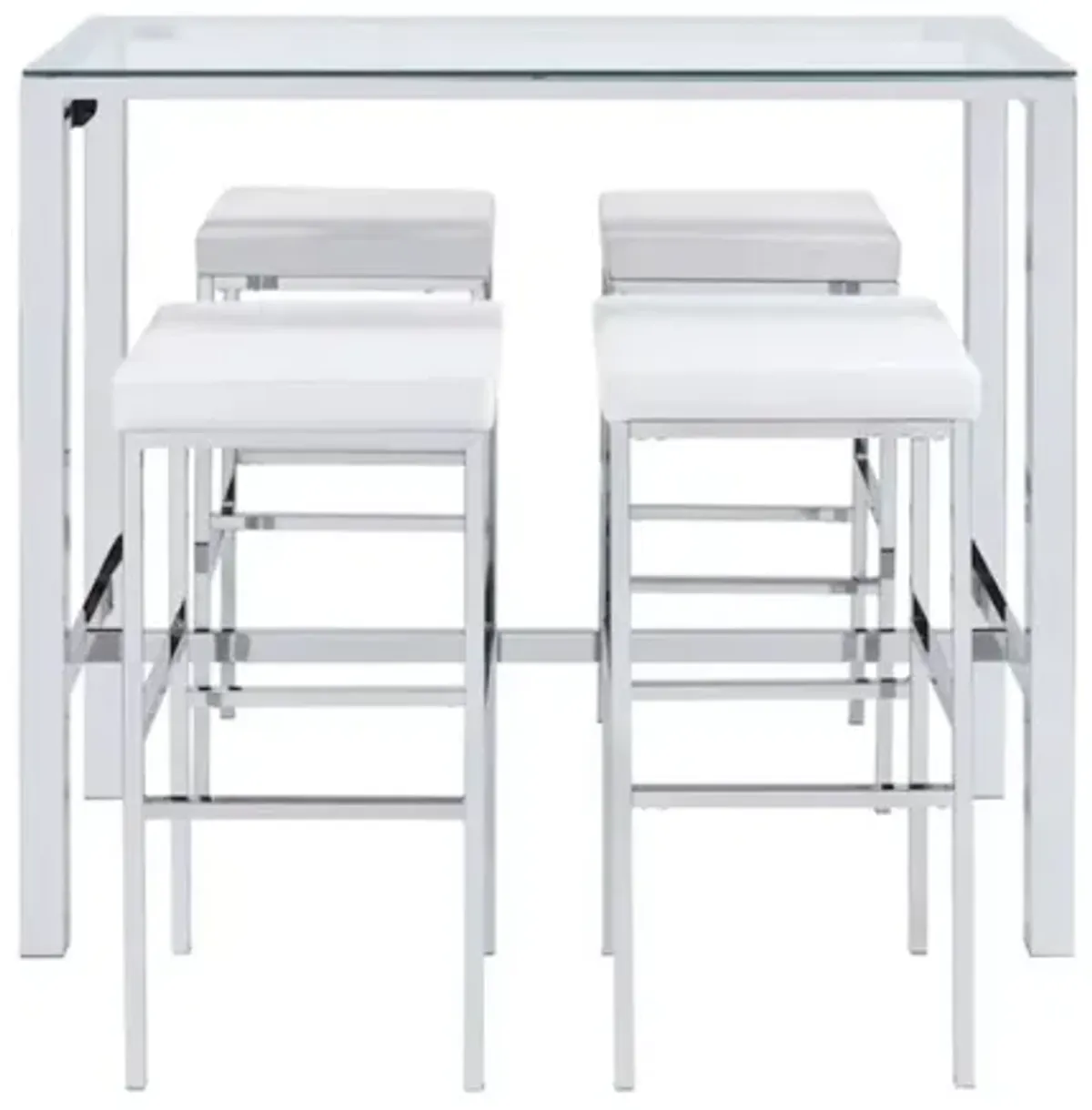 Lancy Bar Table w/ 4 Stools in White