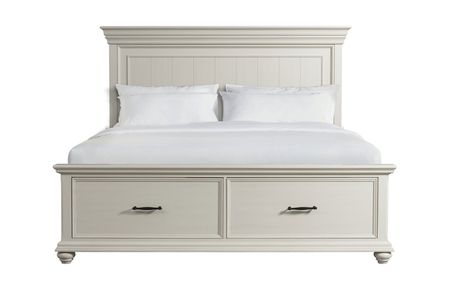 Slater Panel Bed w/ Storage in White, Queen