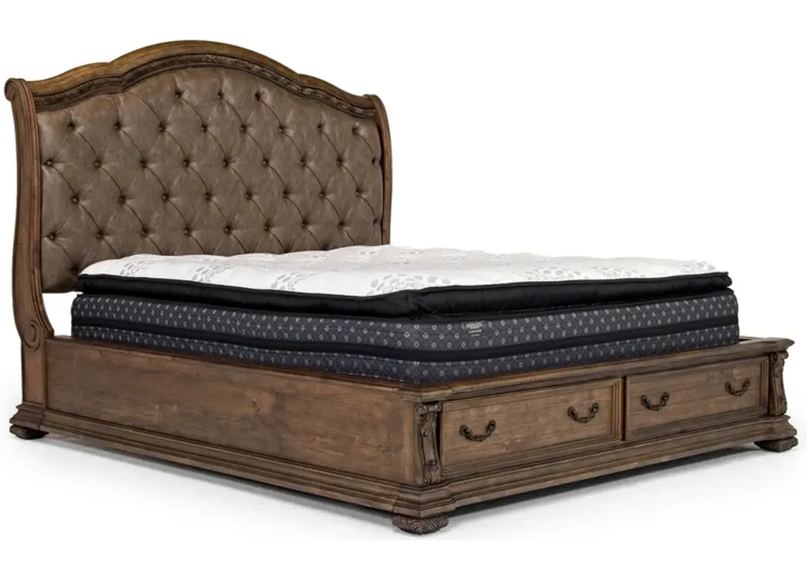 Durango Upholstered Sleigh Bed w/ Storage in Willadeene, Eastern King