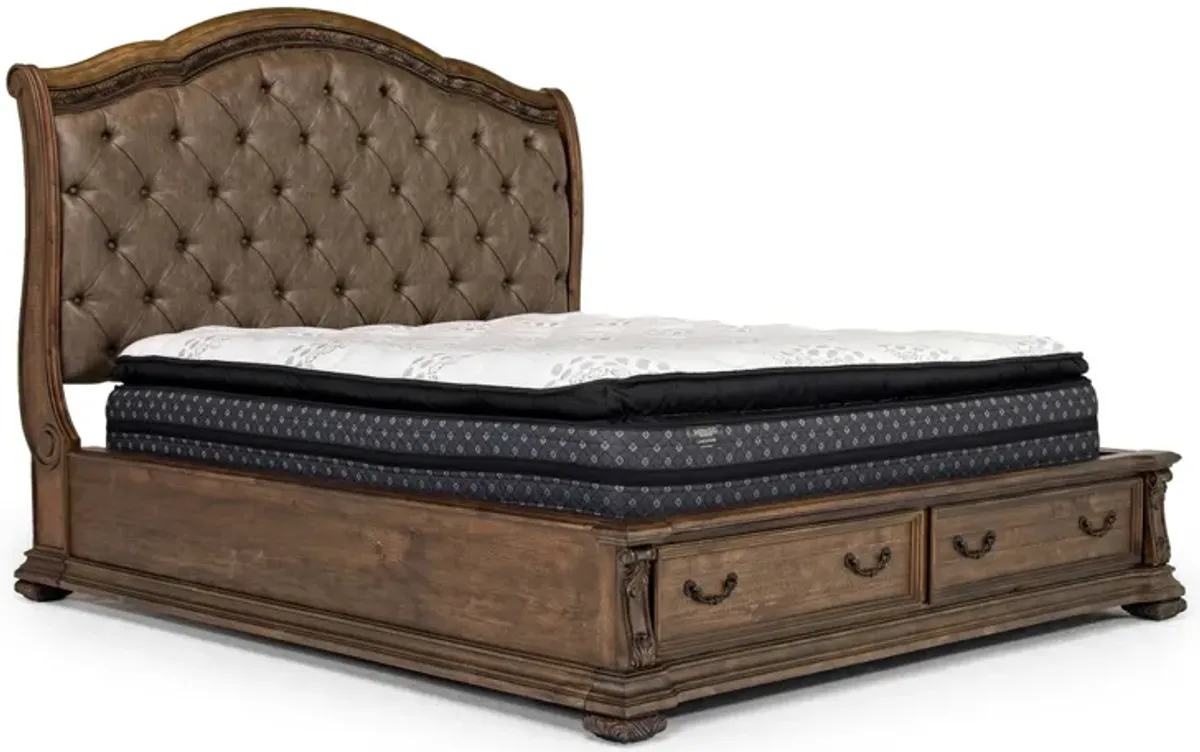 Durango Upholstered Sleigh Bed w/ Storage in Willadeene, Eastern King