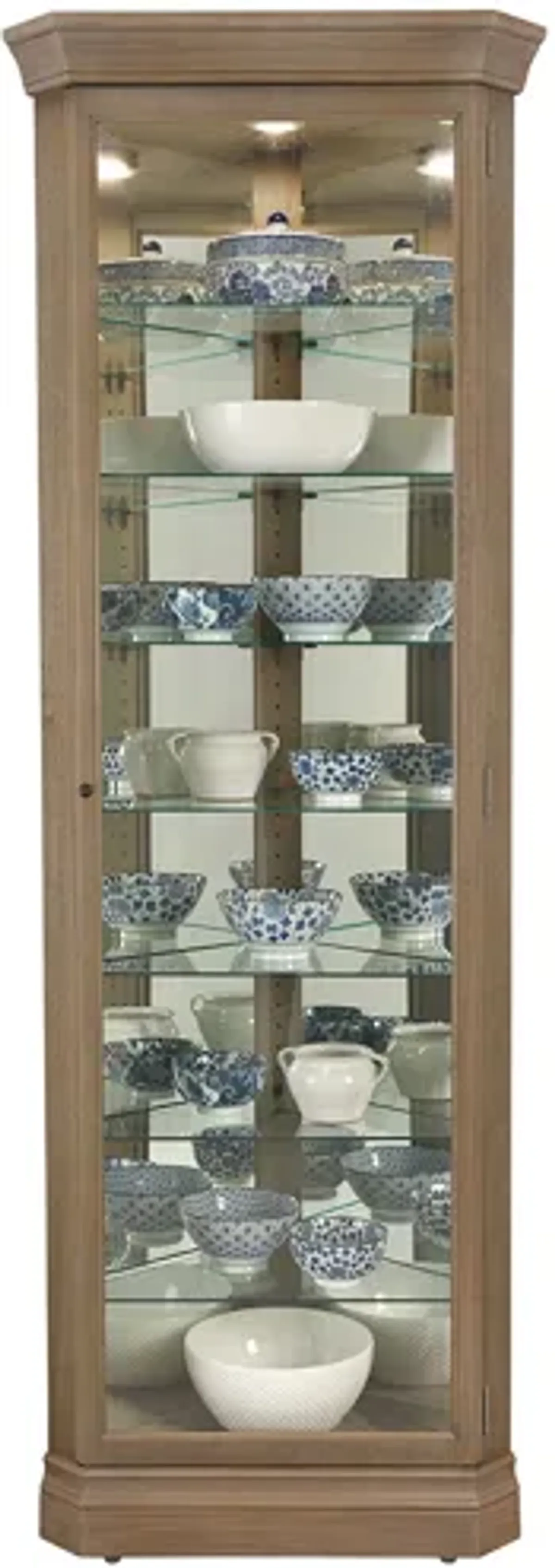 Delia Corner Curio Cabinet in Gray