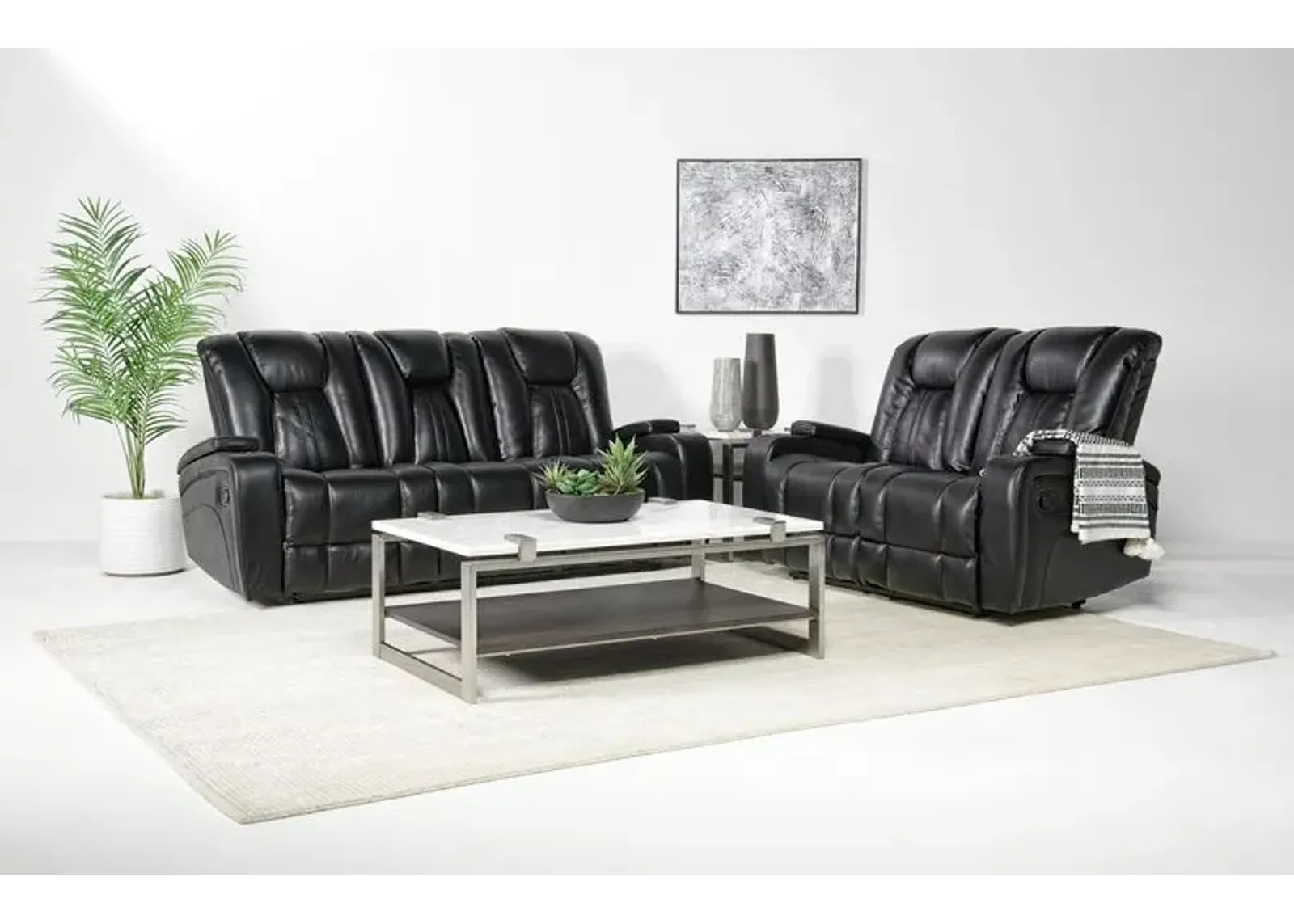 Vega Reclining Sofa & Loveseat in Black