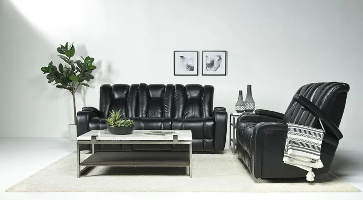 Vega 2 Power Sofa & Loveseat in Black