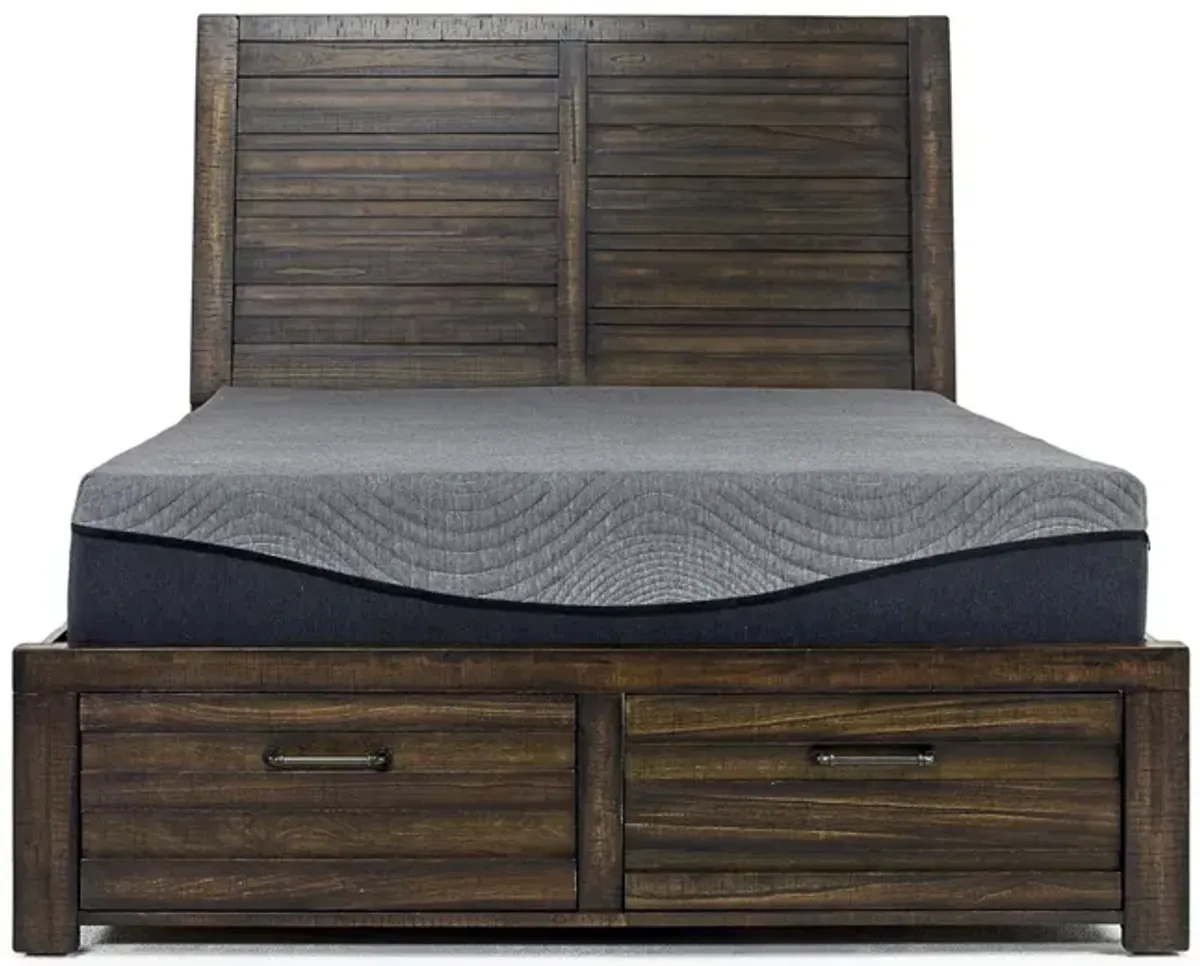 Ruff Hewn Panel Bed w/ Storage in Brown, Queen