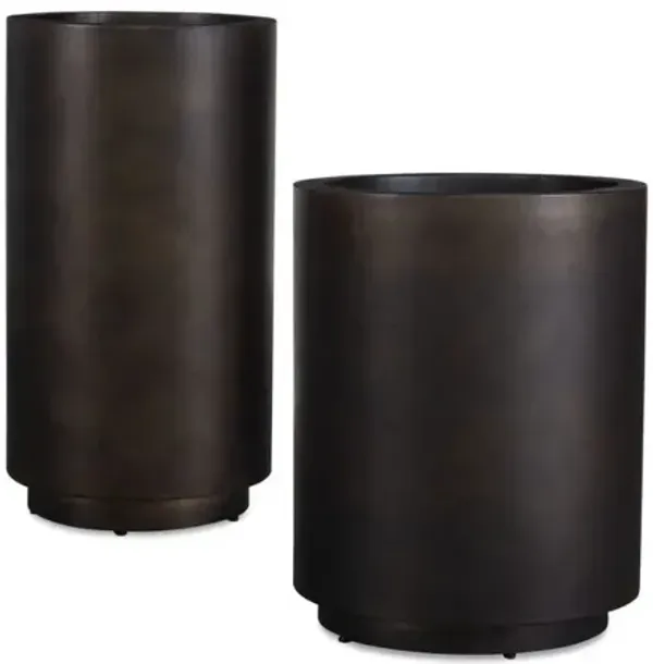 Volcan Planter Vase in Bronze, Set of 2