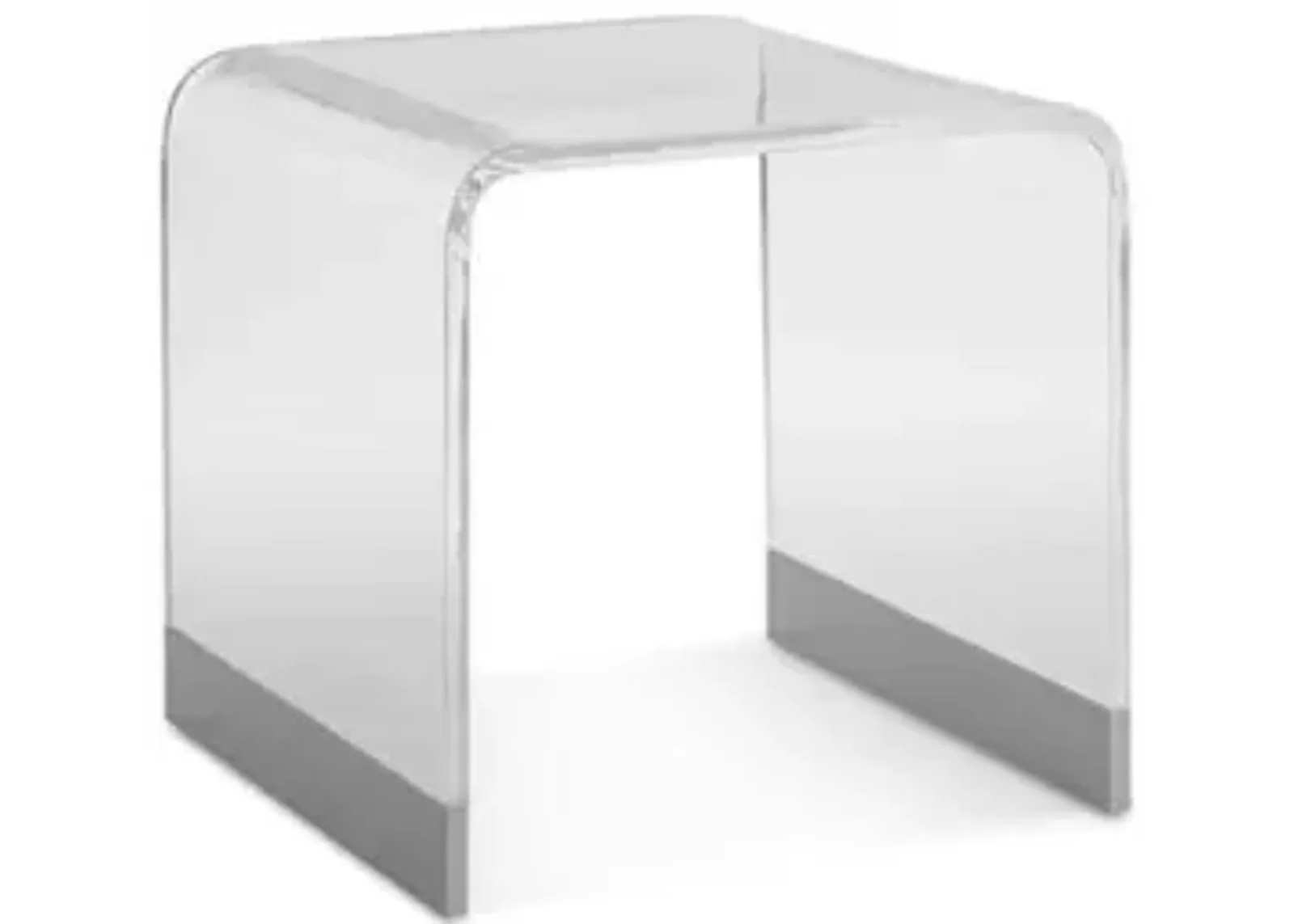 Bowie End Table in Clear Acrylic/Brushed Stainless Steel