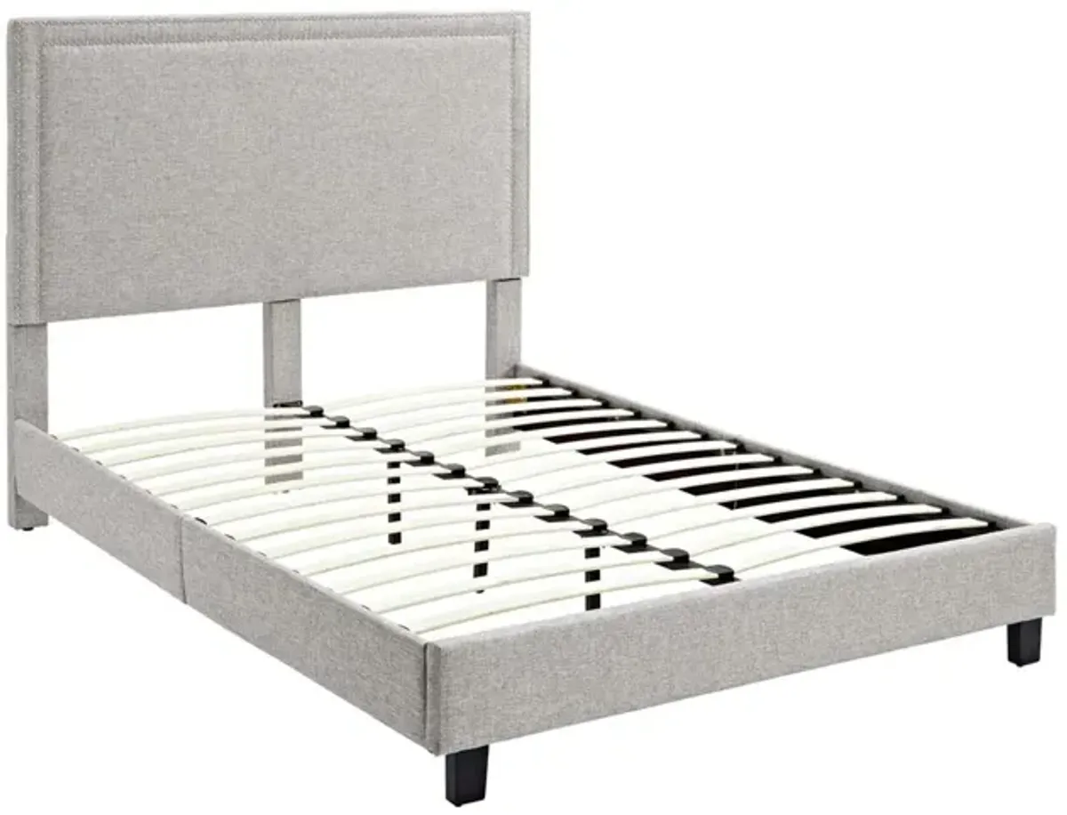 Emery Upholstered Bed in Gray, Full