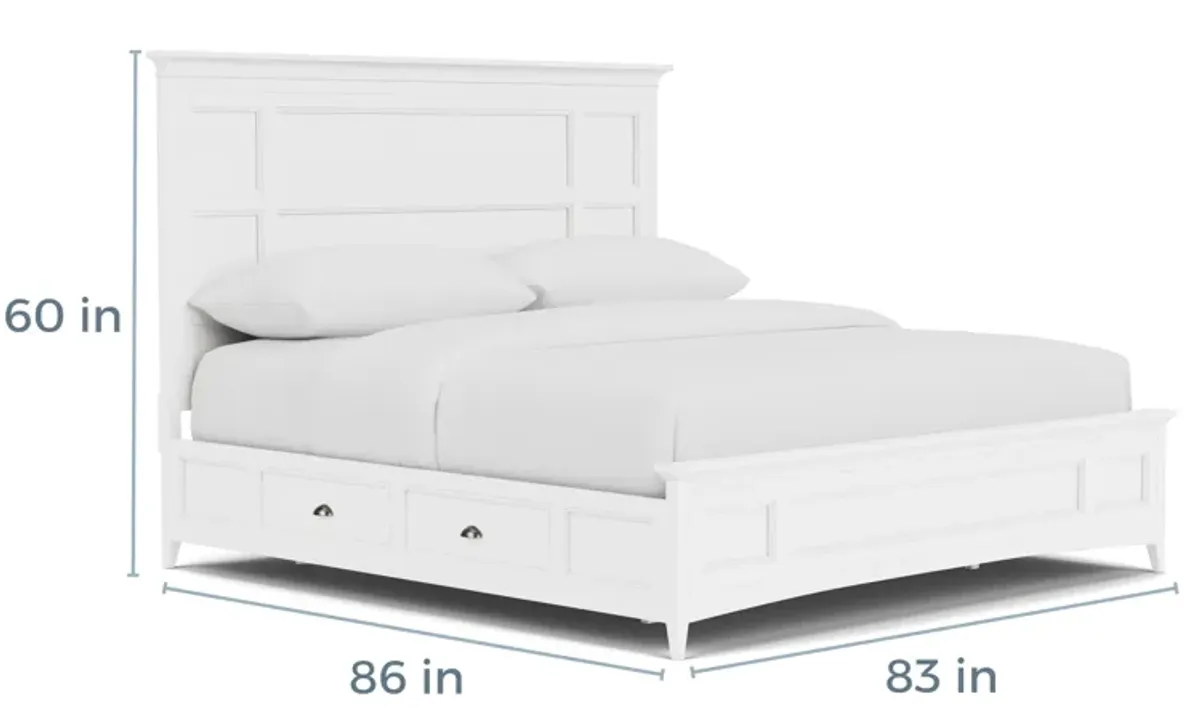 Bay Creek Panel Bed w/ Storage in White, Eastern King