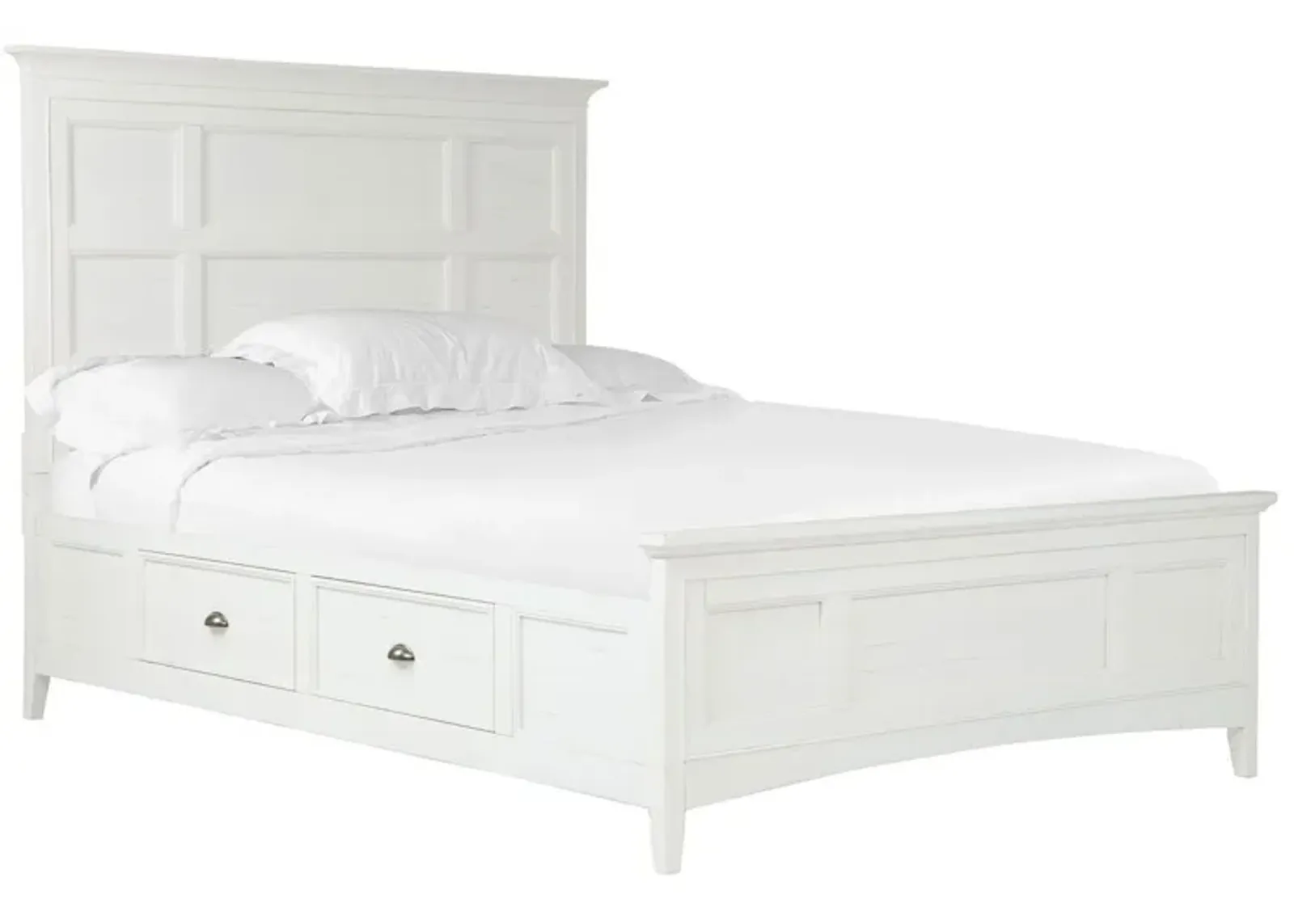 Bay Creek Panel Bed w/ Storage in White, Eastern King