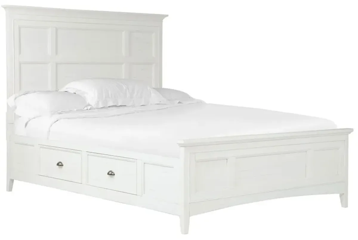 Bay Creek Panel Bed w/ Storage in White, Eastern King