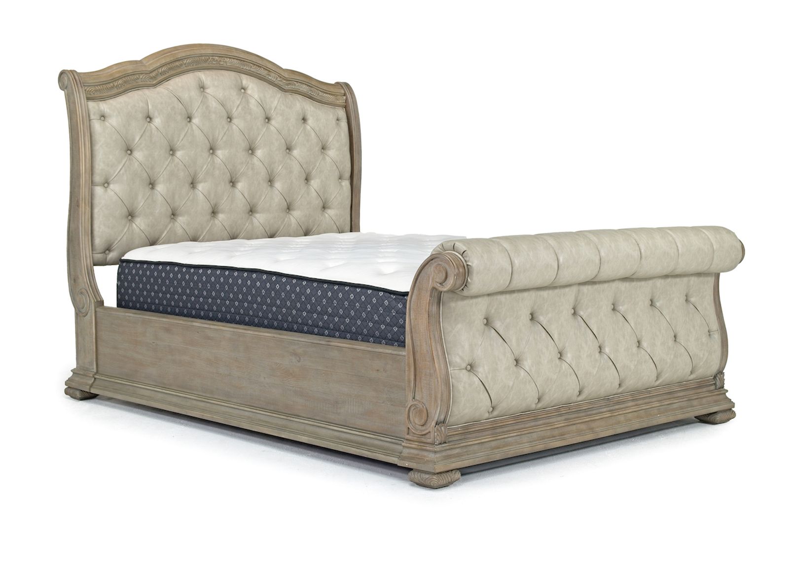 Durango Upholstered Sleigh Bed in Fawn, Queen