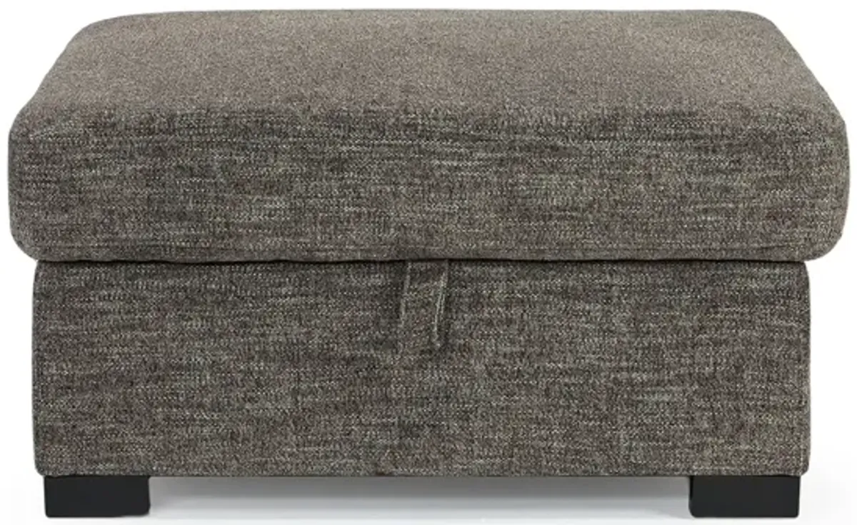 Vivian Storage Cocktail Ottoman in Gray Fabric