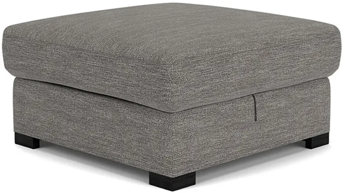 Vivian Storage Cocktail Ottoman in Gray Fabric