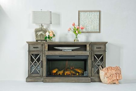 Harbor Console w/ Fireplace Insert in Gray, 70 Inch