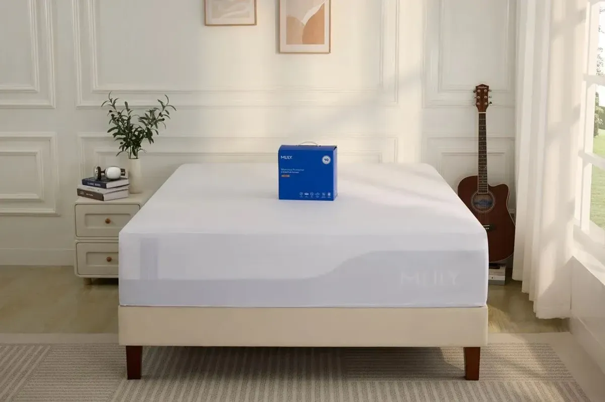 Encased Mattress Protector in White, Eastern King
