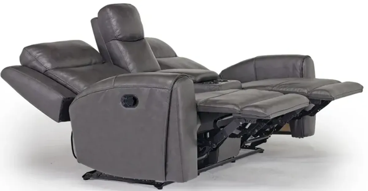 Mia Reclining Console Loveseat in Impression Dark Gray Leather