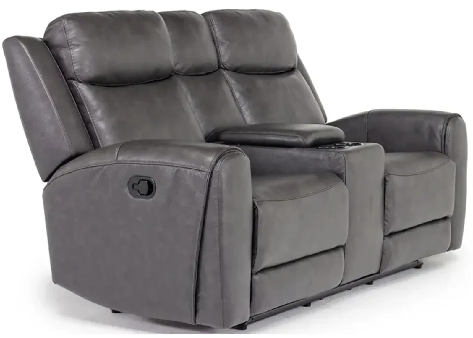 Mia Reclining Console Loveseat in Impression Dark Gray