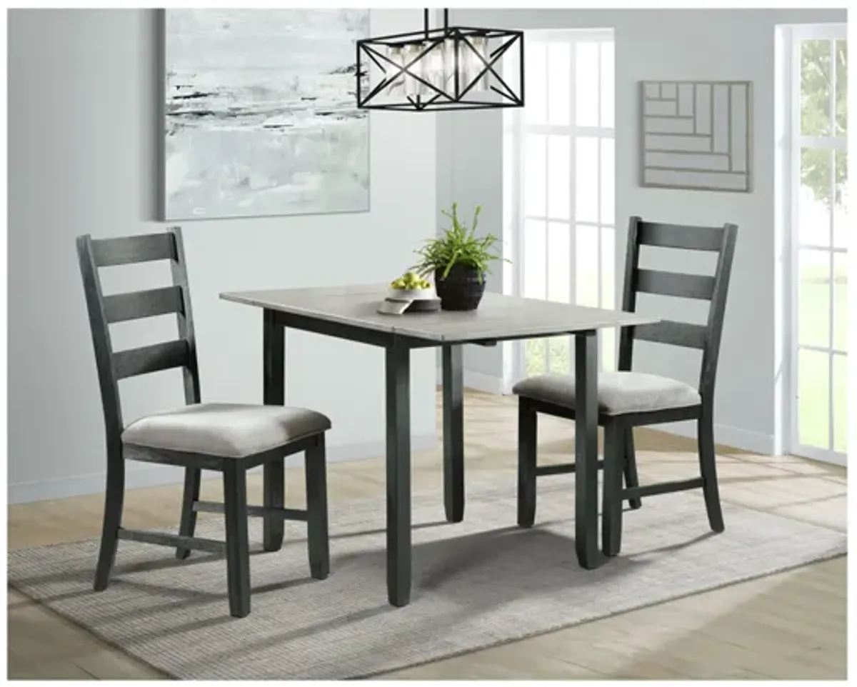 Tuttle Dining Table & 2 Chairs in Gray