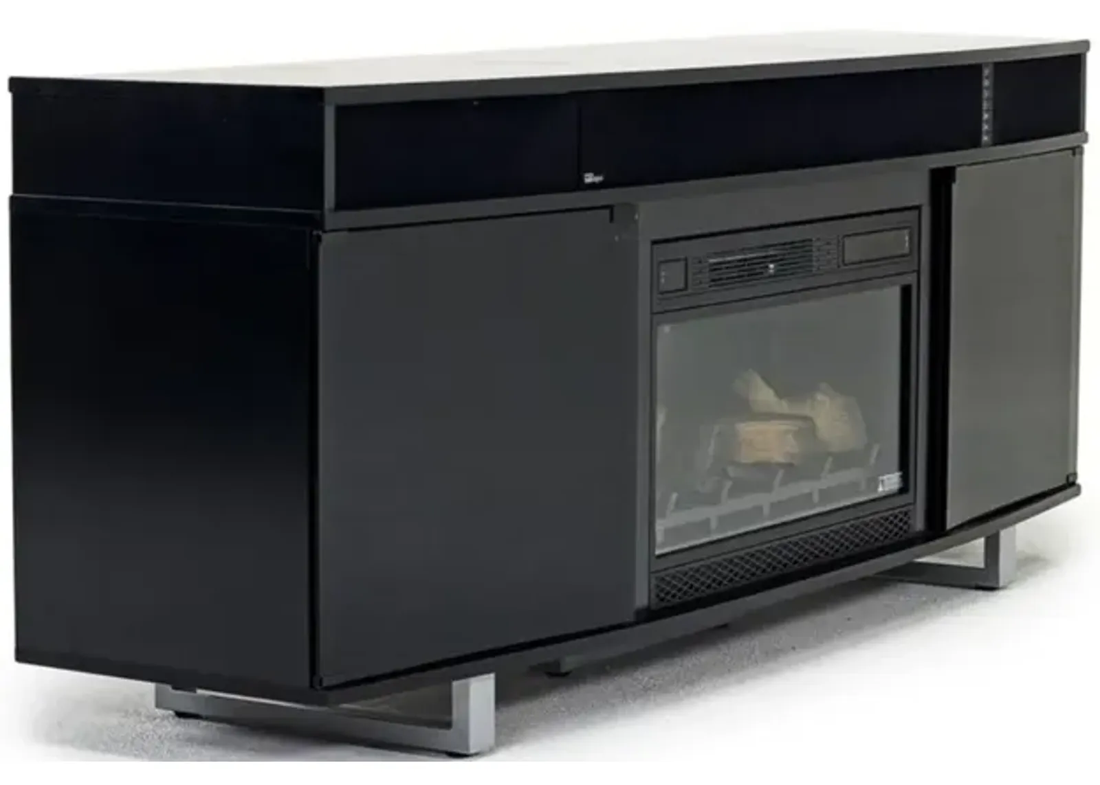 Enterprise Console w/ Fireplace Insert in Black, 72 Inch