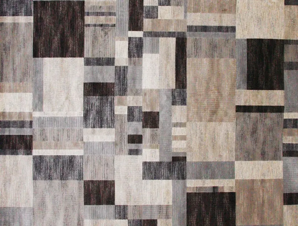 Sonoma Rug in Ivory & Gray Layered Squares, 8 X 10