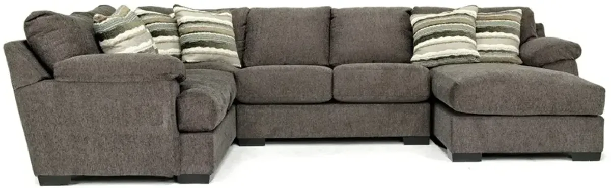 Bermuda Tux Loveseat Chaise Sectional in Victory Sterling, Right Facing