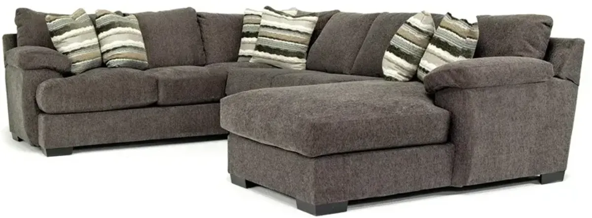 Bermuda Tux Loveseat Chaise Sectional in Victory Sterling, Right Facing