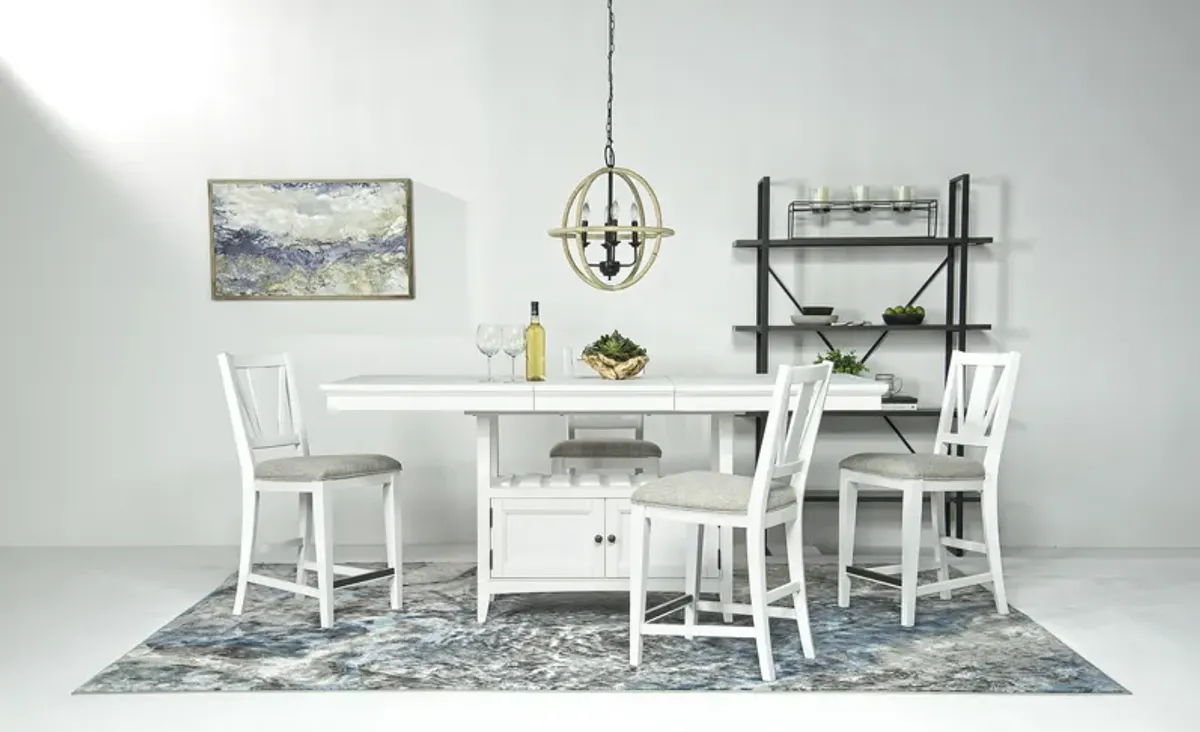 Bay Creek Counter Height Extendable Dining Table & 4 Stools in Chalk White