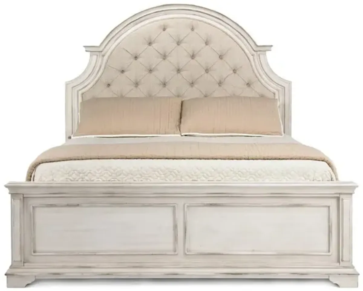 Anastasia Upholstered Panel Bed in Antique Bisque, Eastern King