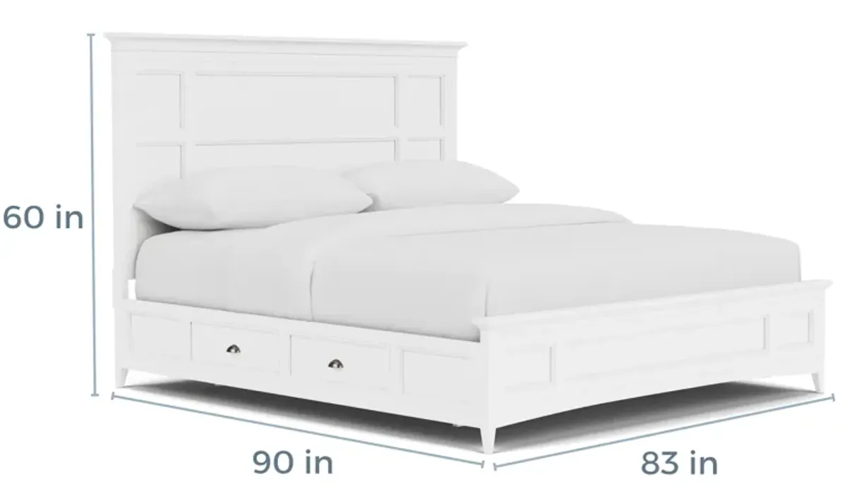 Bay Creek Panel Bed w/ Storage in White, CA King