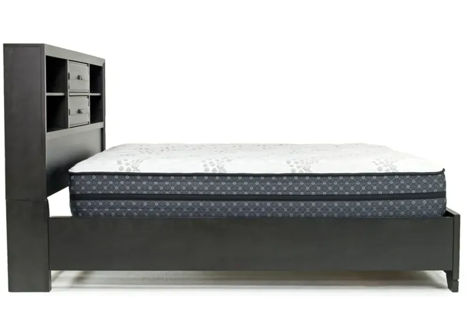 Andes Bookcase Bed w/ Storage in Charcoal, CA King