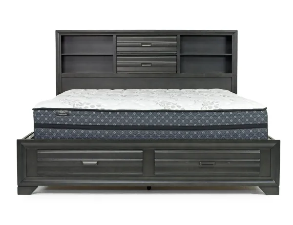 Andes Bookcase Bed w/ Storage in Charcoal, CA King