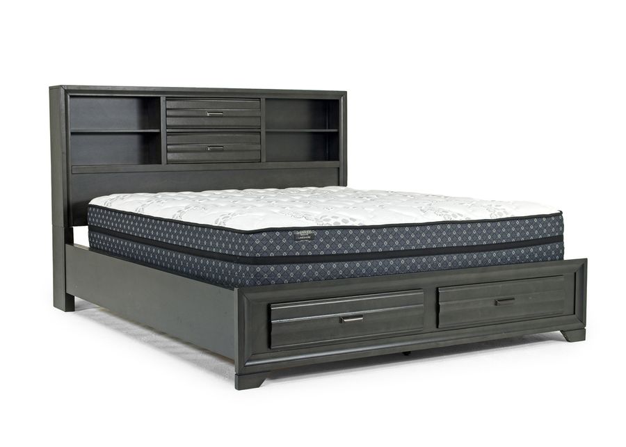 Andes Bookcase Bed w/ Storage in Charcoal, CA King