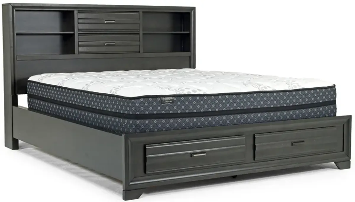 Andes Bookcase Bed w/ Storage in Charcoal, CA King