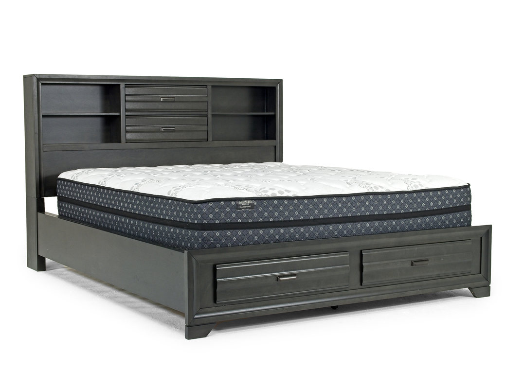 Andes Bookcase Bed w/ Storage in Charcoal, CA King