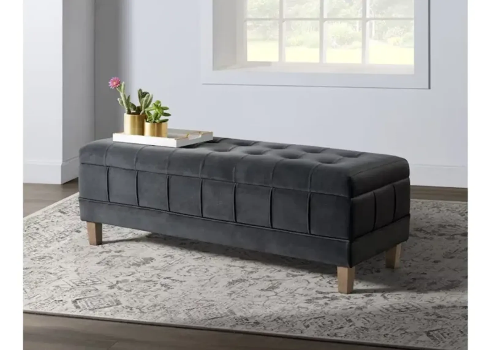 Crosby Storage Bench in Gun Metal