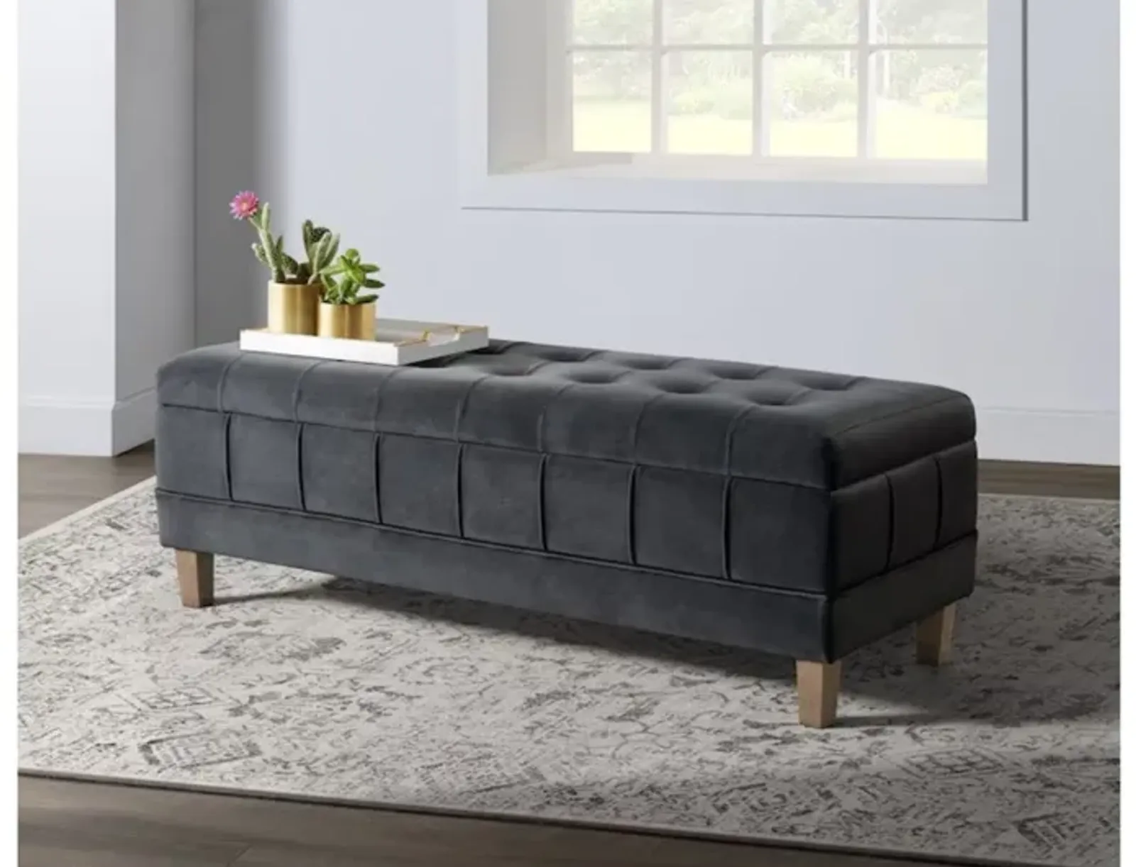 Crosby Storage Bench in Gun Metal