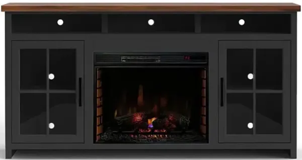 Essex Fireplace Console in Black & Whiskey, 73 inch