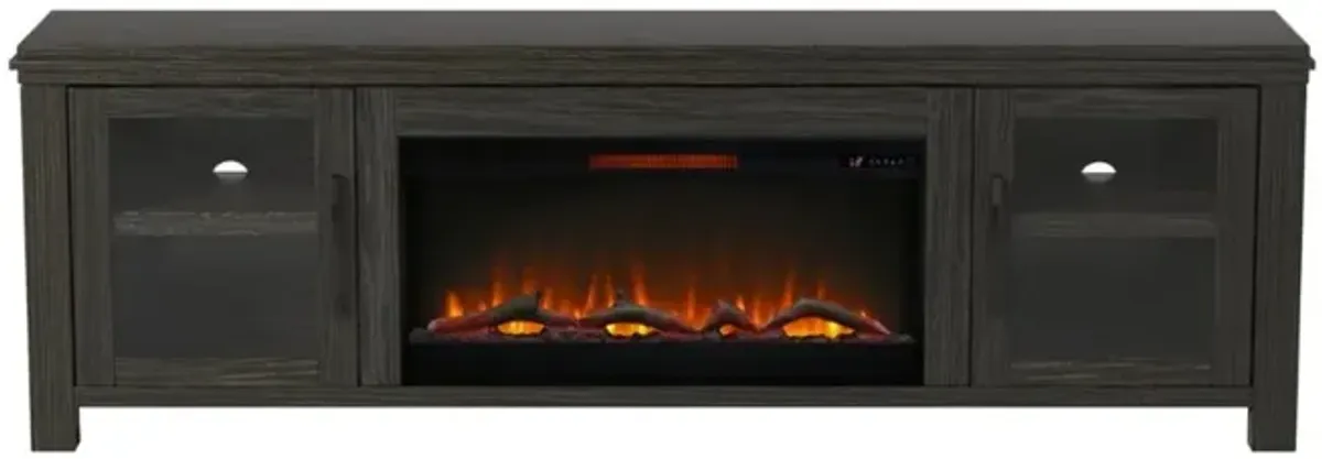 Tybee Fireplace Console in Black, 85 inch