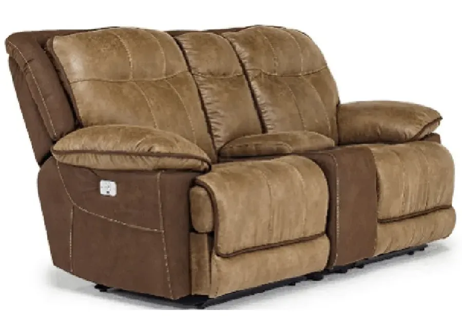 Bubba 2 Power Console Loveseat in Brown