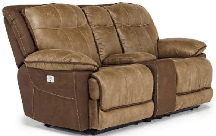 Bubba 2 Power Console Loveseat in Brown