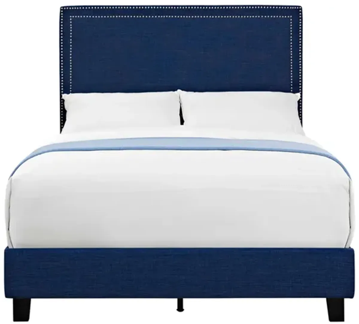 Emery Upholstered Bed in Blue, Full