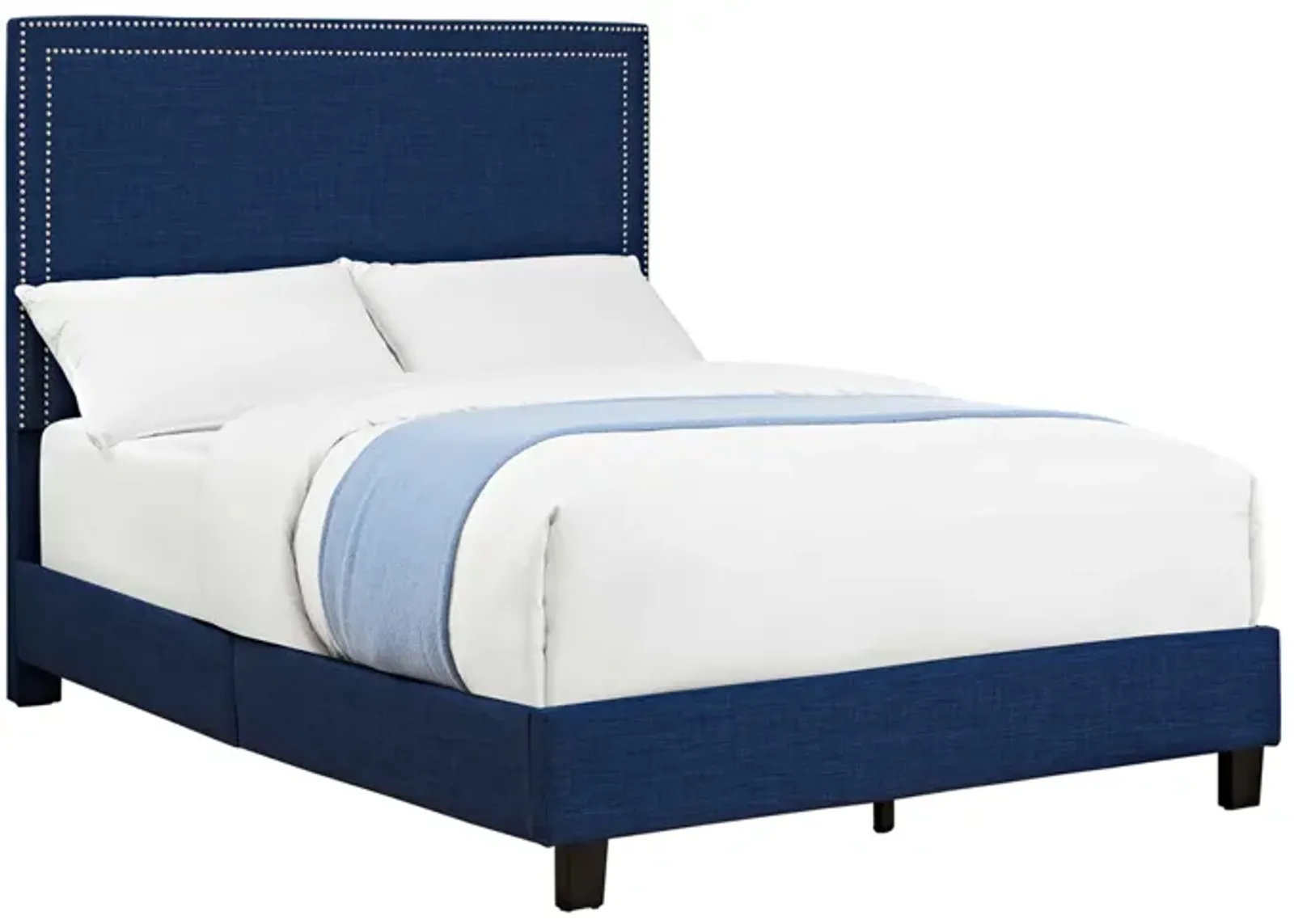 Emery Upholstered Bed in Blue, Full