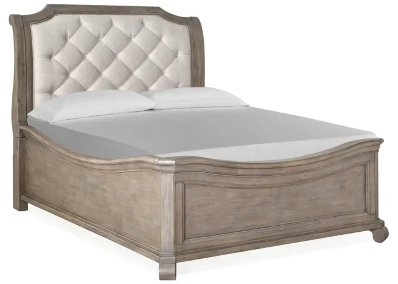 Bellamy Sleigh Bed in Light Gray, Queen