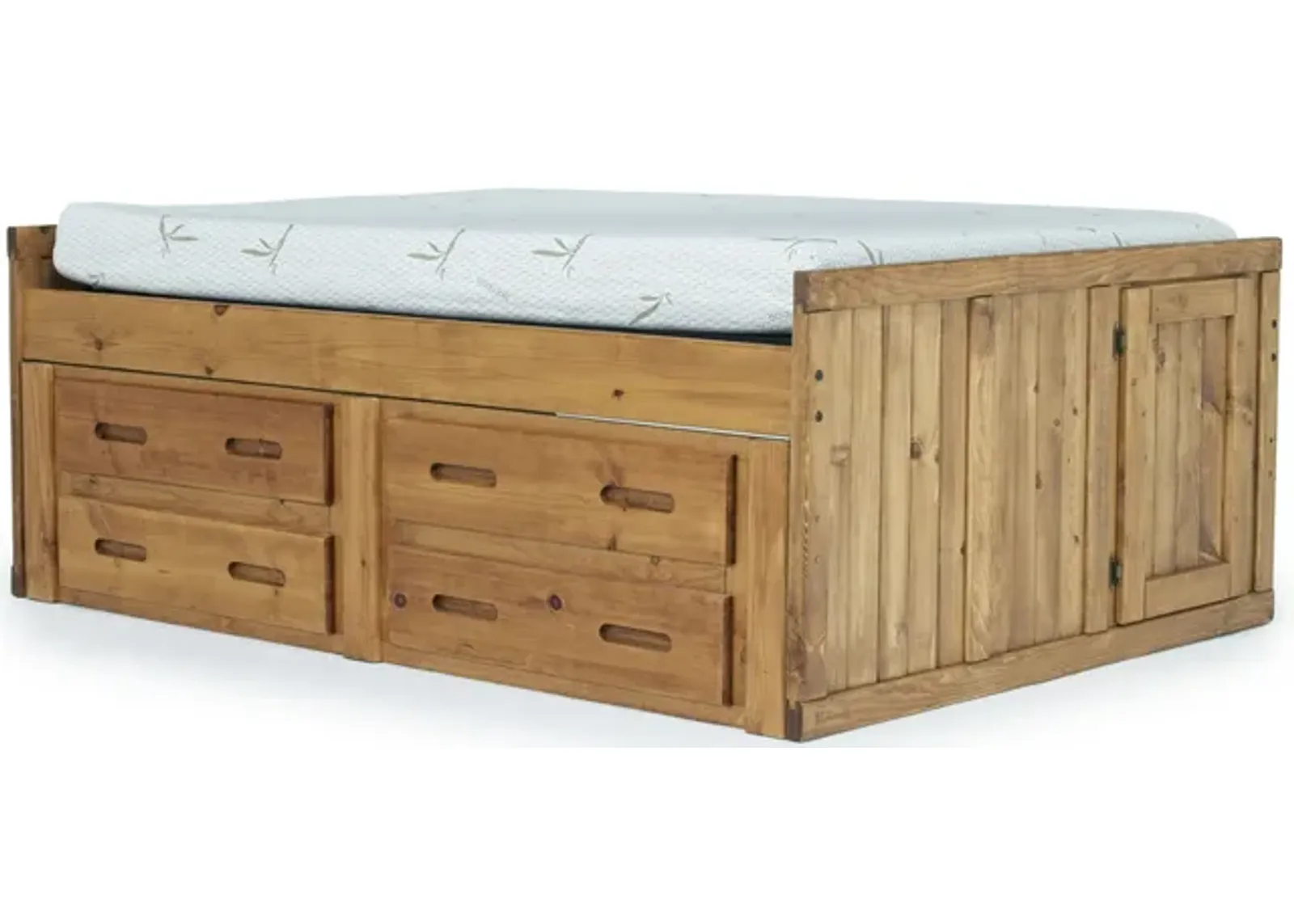 Young Pioneer Captain Bed w/ 4 Drawer Storage in Natural, Full