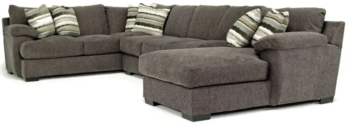 Bermuda Tux Sofa Chaise Sectional in Victory Sterling, Right Facing, Down