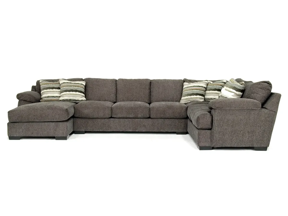 Bermuda Tux Sofa Chaise Sectional in Victory Sterling, Left Facing, Down