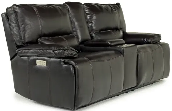 Sofia 3 Power Console Loveseat in Brown Leather